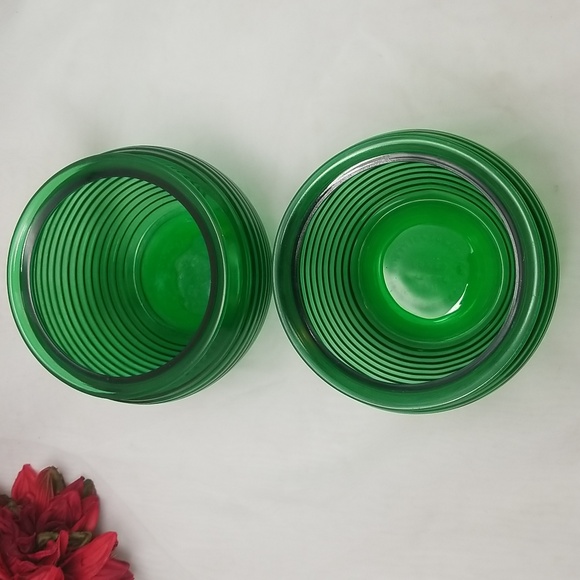 National Potteries Glass Division Emerald Green Planter Vases - Picture 2 of 13